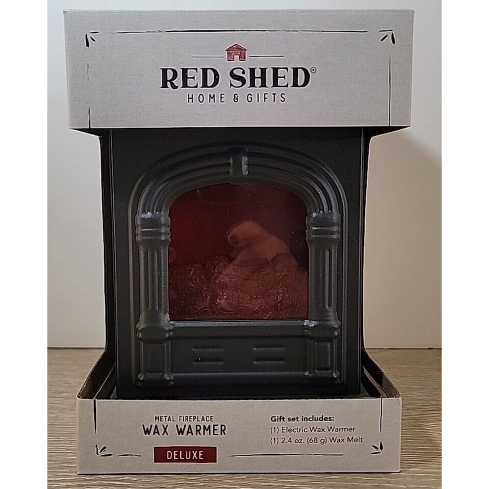 RED SHED Metal Flickering Fireplace Wax Warmer Convincing Fire New in Box‎